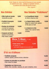 Menu Le Metis Café - Les entrées, salades et menu enfant