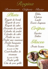 Menu Rogina - Les plats, les crêpes et les glaces 
