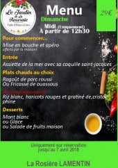 Menu Le Jardin De La Roseraie - Menu du jour 