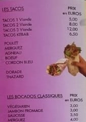 Menu Bayper - Tacos et bocados