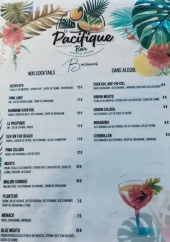 Menu Le Pacifique Bar - Les cocktails et cocktails sans alcools