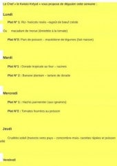 Menu Le Kwisto Kreyol - Un exemple du menu de la semaine