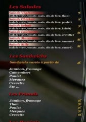 Menu Stile Pizza - les salades , paninis,sandwiches et friands