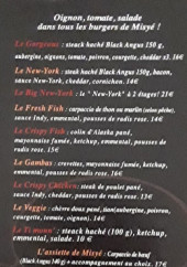 Menu Misyé Burger - Burgers, assiettes, salades,...