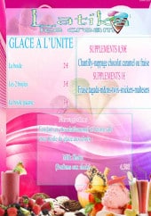 Menu Latika ice cream - Les glaces à l' unité, supplements et suggestions