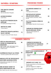 Menu Sous Le Manguier - Les entrées, poissons et viandes