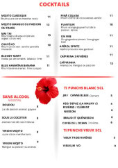 Menu Sous Le Manguier - Les cocktails, cocktails sans alcools et ti punchs blanc,...