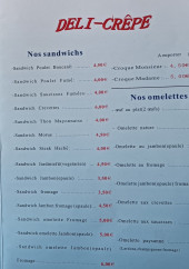 Menu Déli-Crêpe - Les sandwichs et omelettes