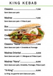 Menu King Guyane - Les king kebabs
