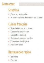 Menu Pizzeria l'Entracte - Informations sur le menu