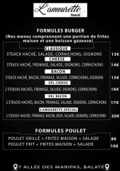 Menu L'Amourette - Formules burger et poulet