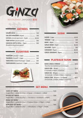 Menu Ginza - Entrées, sushi, plateaux sushi,...