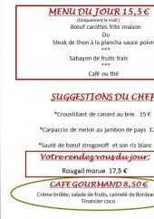 Menu Le Roland Garros - Le menu du jour et suggestions du chef