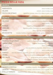 Menu Vapiano - Les pizzas