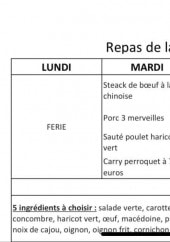 Menu Bar Chez Tiron - Exemple de menu de la semaine