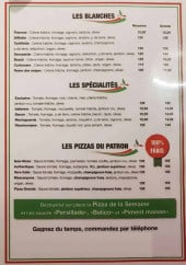 Menu La Pizza - Blanches, spécialités et pizzas du patron