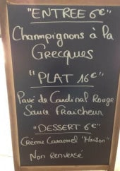 Menu Le Cent7 - Exemple de menu