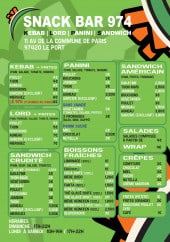 Menu Snack Bar 974 - Menu à la carte 