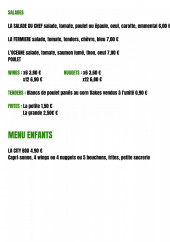 Menu My Food City - Les salades, tenders et menu enfant, ...