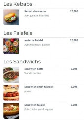 Menu Resto renad - Les kebabs et falafels, sandwichs