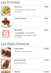 Menu Resto renad - Les entrées et plats oriental