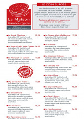 Menu Au Petit Marché - Burgers