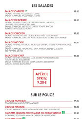 Menu Monte Carlo Bar - Les salades, sur le pouces