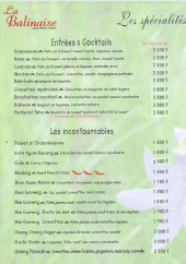 Menu La balinaise - Les entrées, incontournables et cocktails