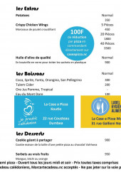 Menu La Case a Pizza - Les extras, desserts et boissons