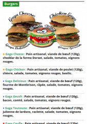 Menu Au gaga burger - Les burgers