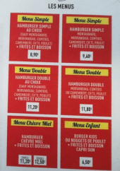 Menu Barak'burger - Les menus