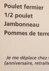 Menu Bec - Poulet fermier, pomme de terre, jambonneau,....