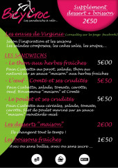 Menu BicyCroc - Sandwiches, desserts, boissons,.....