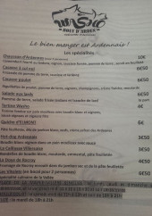 Menu Bout d'Arden Washo - Spécialités