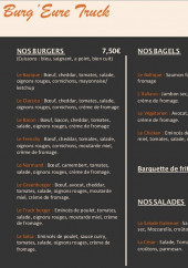 Menu Burg'Eure Truck - Burgers, bagels, salades,...