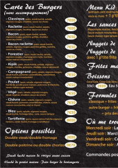 Menu Burger Truck - La carte du soir