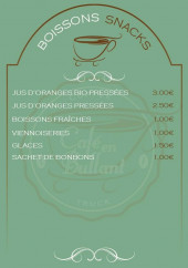 Menu Café en bullant - Les boissons, snacks