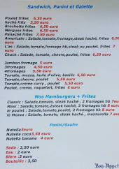 Menu Camion L'as - Les sandwiches, paninis, galettes,...