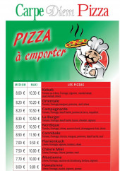 Menu Carpe diem pizza - Pizzas suite