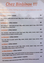 Menu Chez binbinos - Les hamburgers