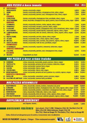 Menu Chez Francesco - Pizzas et boissons 