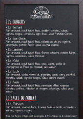 Menu Chez Greg - Les burgers et bagels du moment