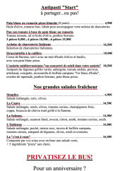 Menu Chez Lucho - Les antipastis, grandes salades, ...