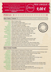 Menu Chez pizz'ami - carte des pizzas