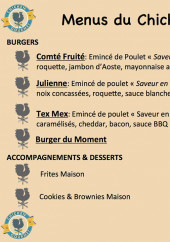 Menu Chicken Gourmet - Les burgers, accompagnements et desserts