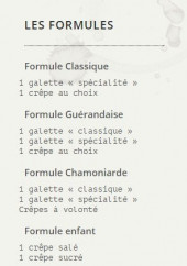 Menu Crêperie Demisel - Les formules 