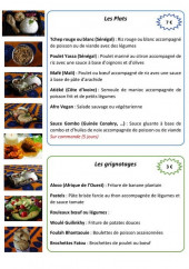 Menu Delices afro - les plats et grignotages