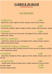 Menu Fabrick burger - Burgers