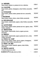 Menu Fred's pizza - Les pizzas suite