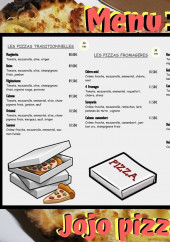 Menu JoJo pizza - Les pizzas et boissons